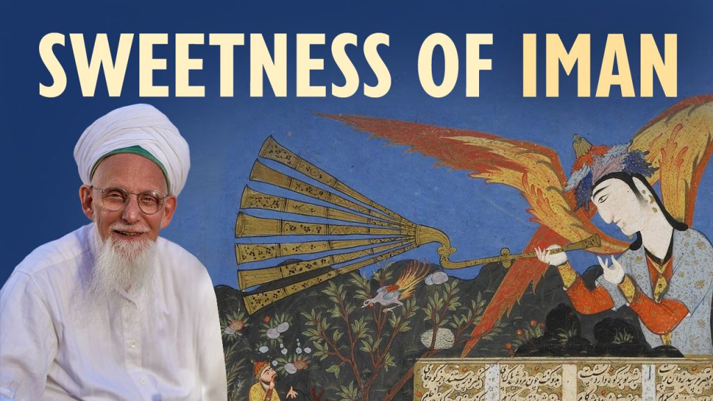 Sheikh Hassan und eine persische Miniatur mit Israfil der die Trompete bläst